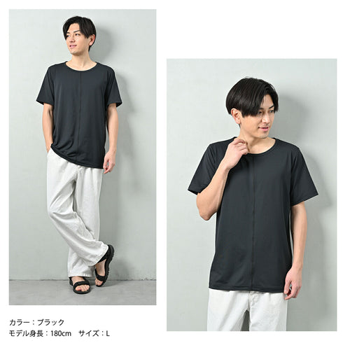 【日本製】 tシャツ 半袖 ユニセックス パフォーマンスtシャツ アドエルム エコ楽 無地 クルーネック 丸首 ベア天竺 エコ素材 ブラック(Makuake-W05-2-bk)